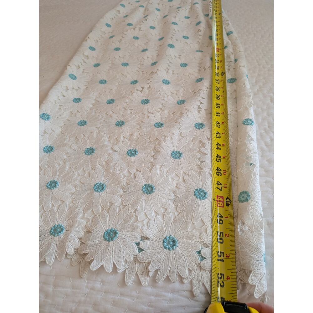 SAYLOR White Calibria Midi Dress w/ Mint Blue Daisy Flowers & Daisy Straps - Picture 11 of 12